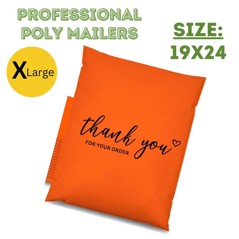 10 count - 19x24 Poly Mailer - Professional Self Sealing Thank You Polymailers